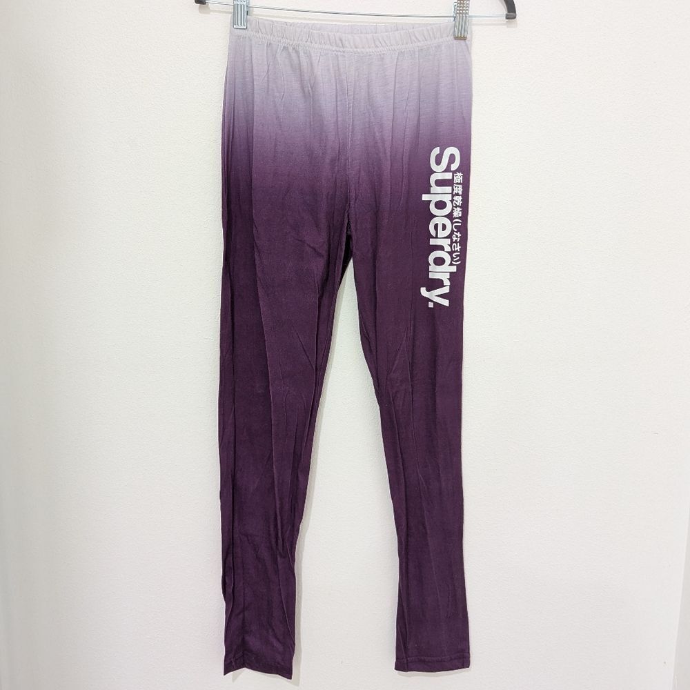 Superdry Women's Lightweight Purple Ombre Cotton Leggings Small